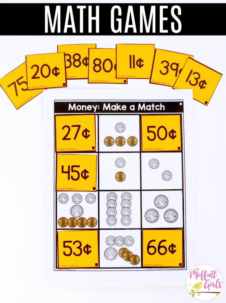 Money: Make a Match mystery board Money: Make a Match- fun math center for first grade to teach counting coins and finding matching values.
