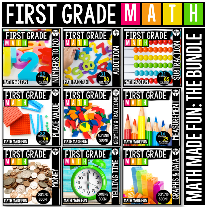 First Grade Math Made Fun: The Bundle First Grade Math Made Fun: The Bundle- A complete curriculum that includes lesson plans, assessments, math centers, worksheets and MORE!
