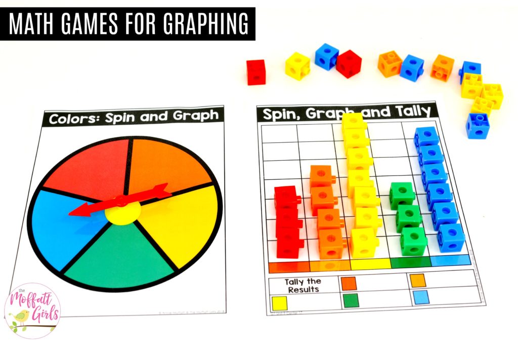 Math games for graphing in 1st grade Spin, Graph and Tally- Fun math games to teach graphs and simple data analysis in 1st Grade!