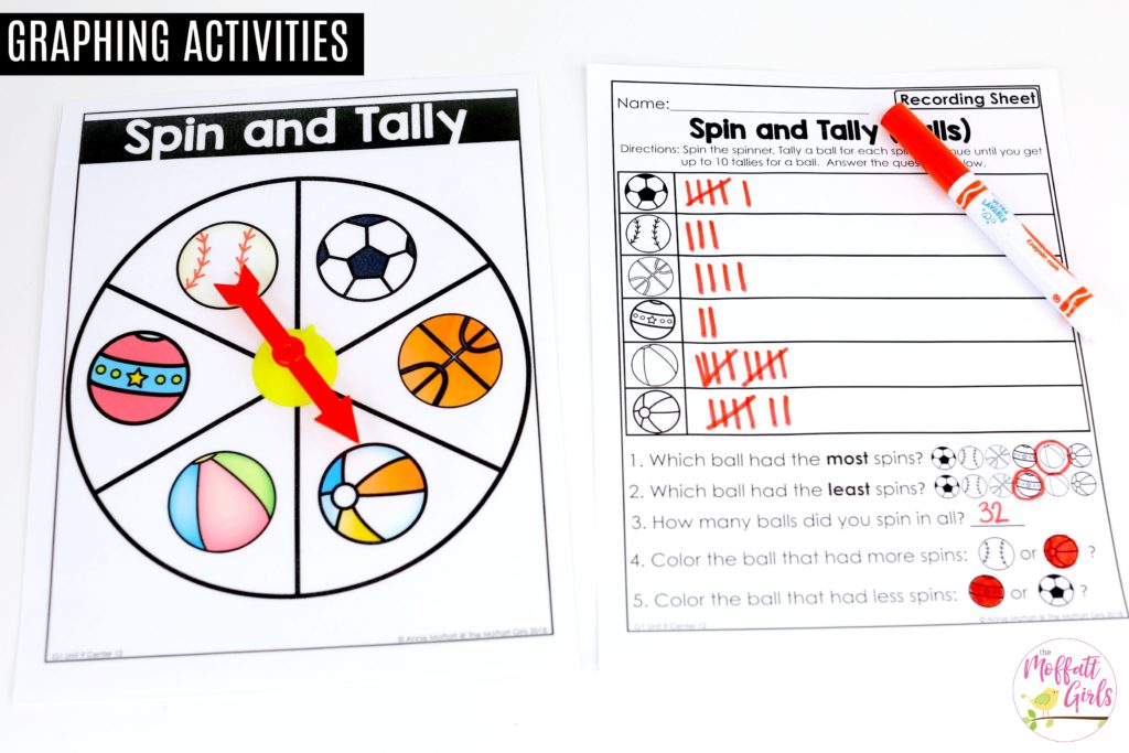 Spin and Tally Graph and Data Game Spin and Tally- Fun math games to teach graphs and simple data analysis in 1st Grade!
