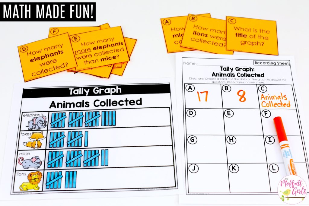 Tally Charts to teach data analysis in first grade Tally Charts- Fun math games to teach graphs and simple data analysis in 1st Grade!