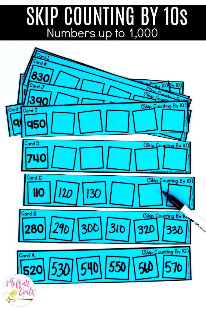 Skip Counting Practice by 10s- laminate and use a dry erase marker for repeated practice! A simple math center for 2nd Grade!