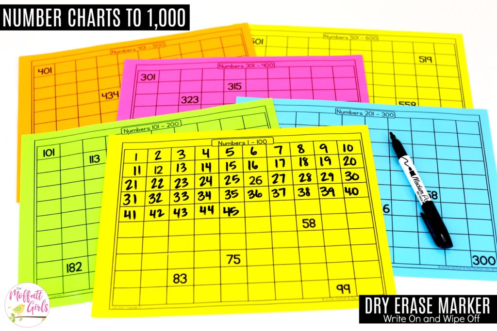 Number Charts up to 1,000- Simple math center to have second grade students practice numbers up to 1,000.