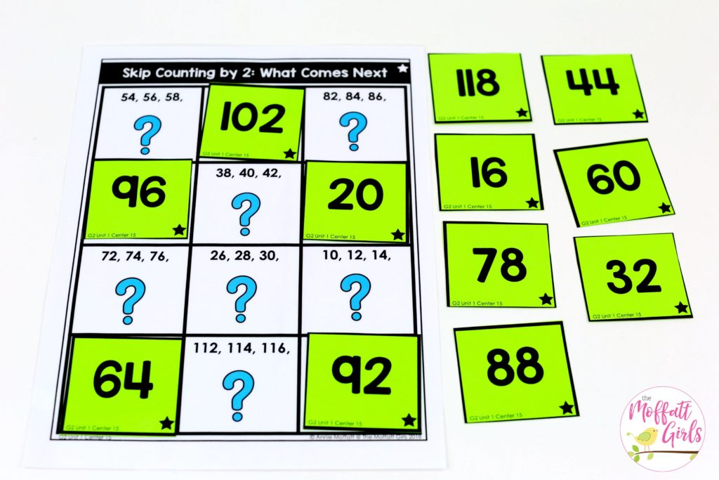 Skip Counting Mystery Puzzle math center for 2nd Grade