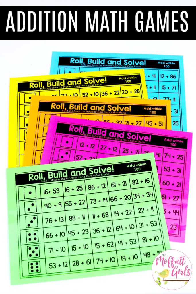Roll, Build and Solve- Hands-on Place Value Game! Tons of fun math centers to teach place value in Second Grade!