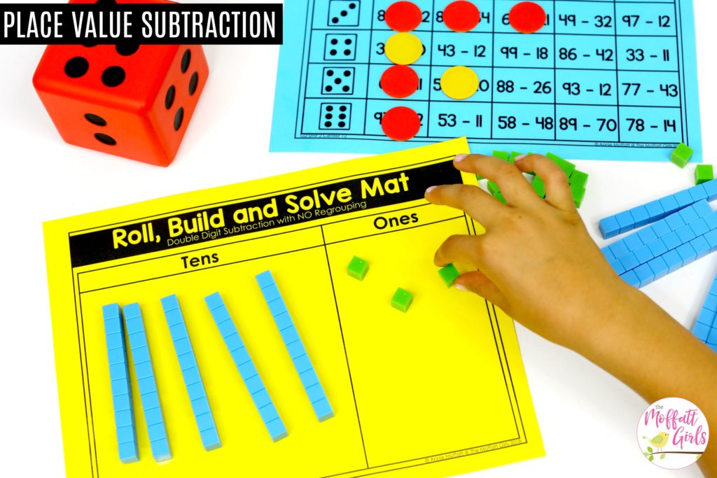 Roll, Build and Solve- Hands-on Place Value Game! Tons of fun math centers to teach place value in Second Grade!
