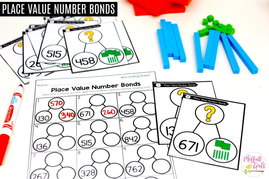 Place Value Number Bonds- Tons of fun math centers to teach place value in Second Grade!