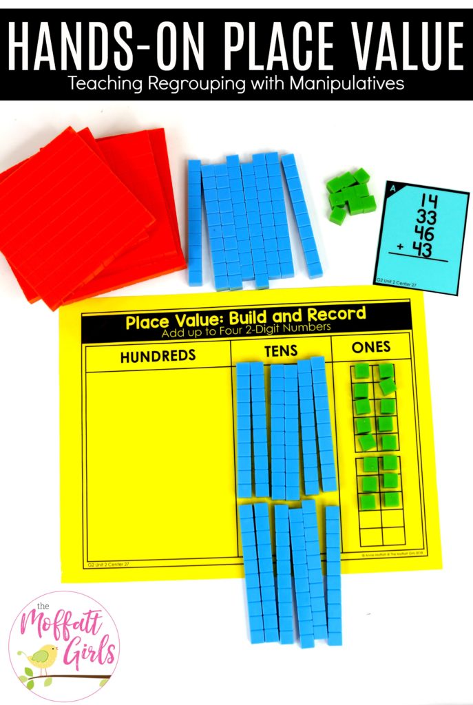 Hands-on Addition: Place Value Build and Record with base ten blocks. Fun math centers to teach place value in Second Grade!