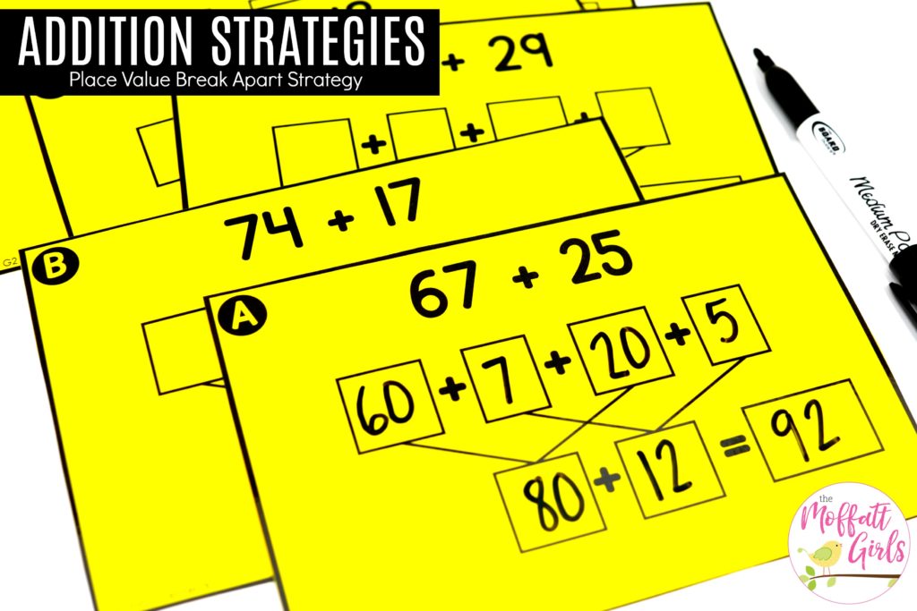 Addition Strategies- Place Value Break Apart into expanded form. Fun math centers to teach place value in Second Grade!
