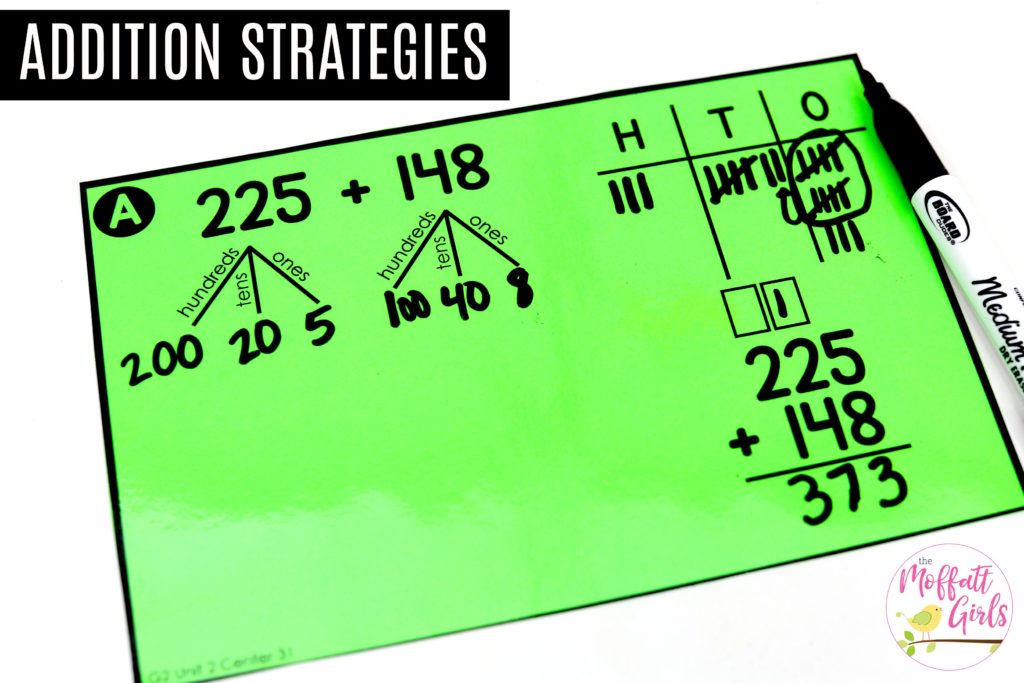 Addition Strategies- Place Value Break Apart into expanded form. Fun math centers to teach place value in Second Grade!