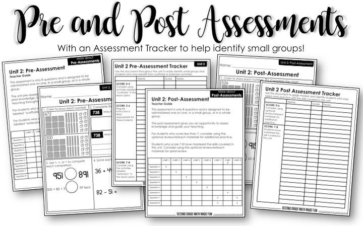 Pre and Post Assessments for 2nd grade place value!