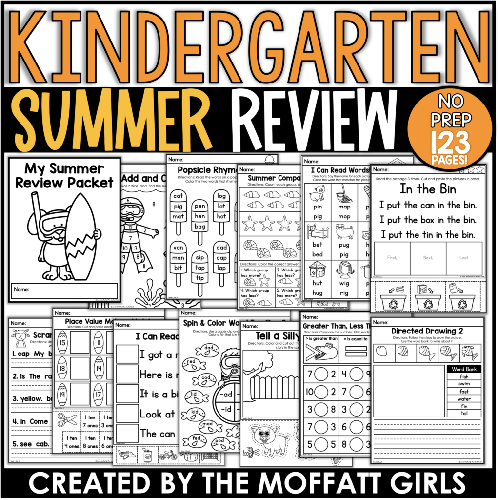 Summer Review NO PREP Kindergarten!