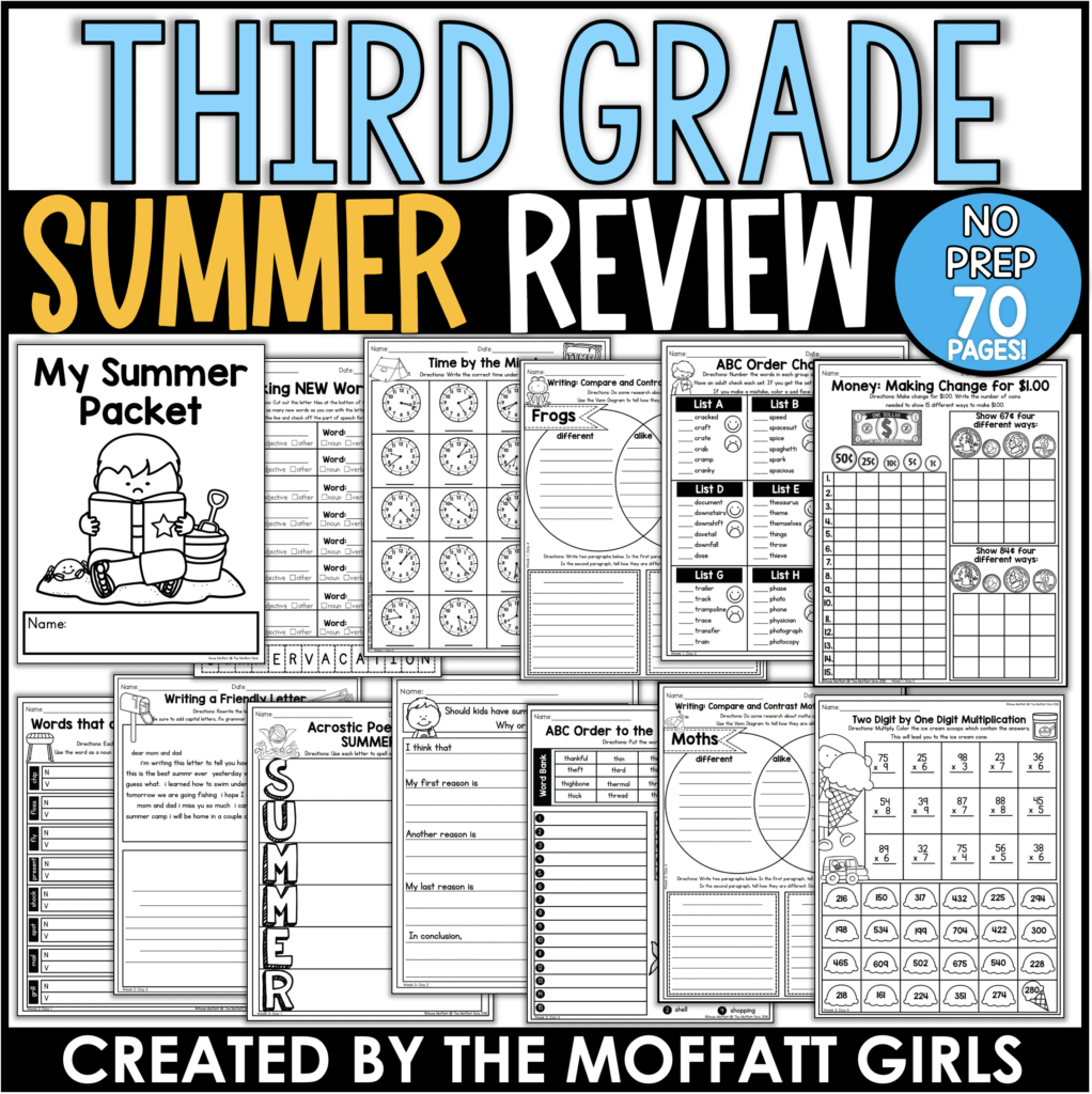 Summer Review NO PREP 3rd Grade!