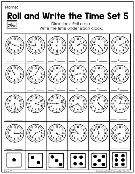 Unit-6-3rd-Grade-Time-NO-PREP_p53_Roll-and-Write-the-Time-Set-5.jpg