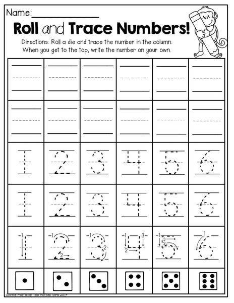 Kindergarten-Back-to-School-NO-PREP-Literacy-Math-First-Week-of-School-Packet_p60_Roll-Trace-Numbers.jpg