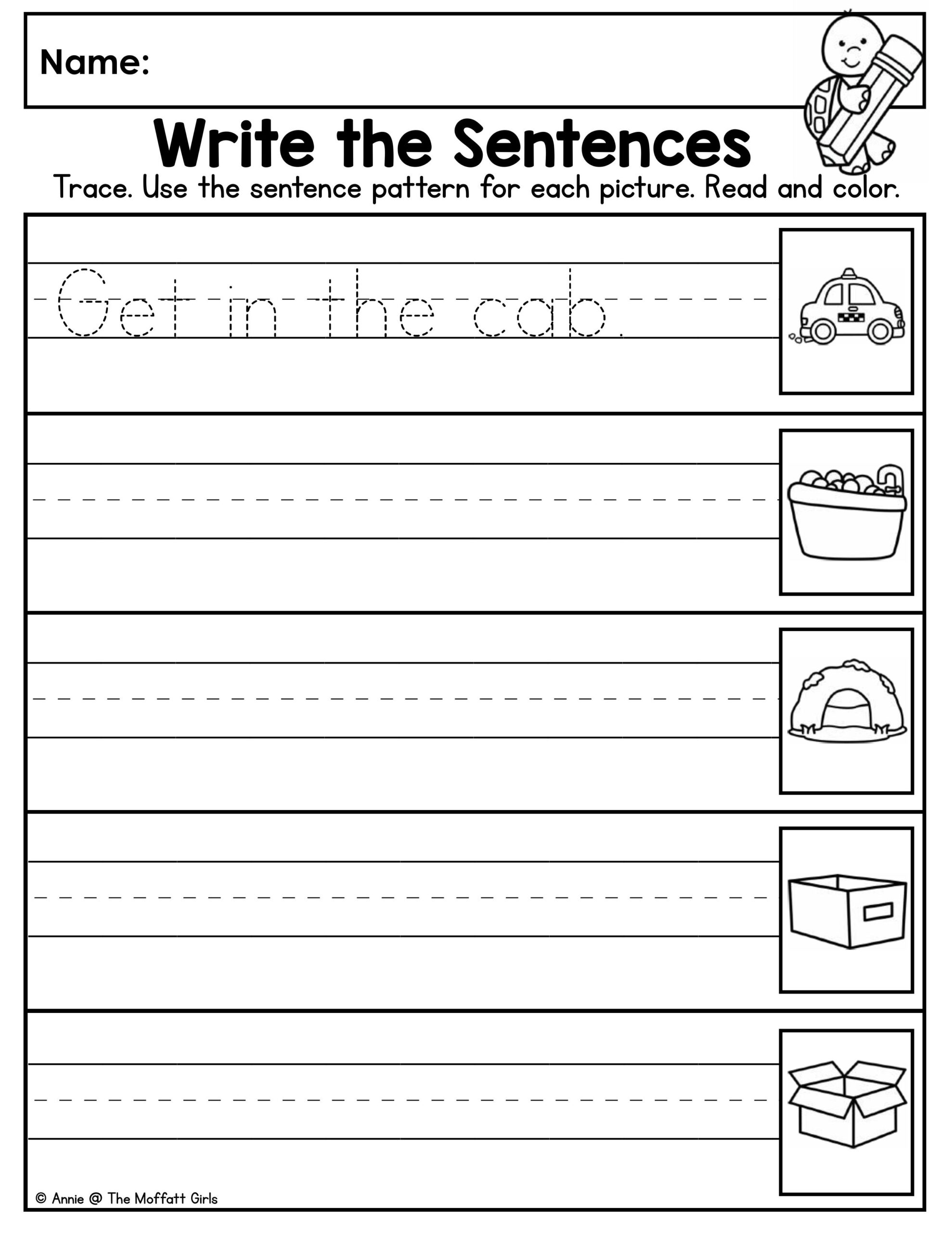 Easy Pattern Color Worksheet Sentence Pattern Writing: